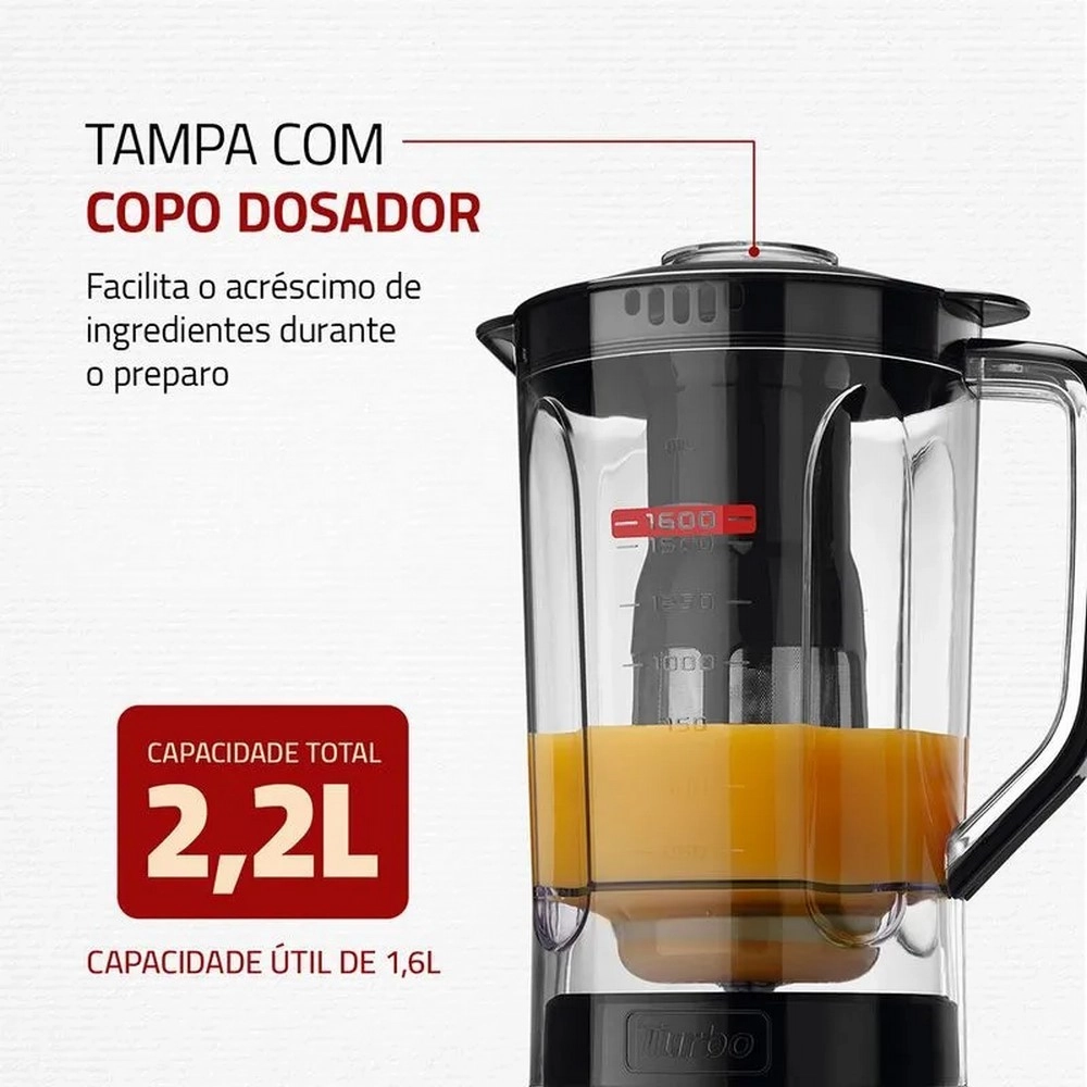 Liquidificador Mondial Turbo Power L-99-FB BI 550W 3 Velocidades Preto 220V