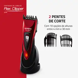 Cortador de Cabelos Mondial Flex Clipper CR-04 CORTADOR CABELO-BIV-VERMELHO/PRETO