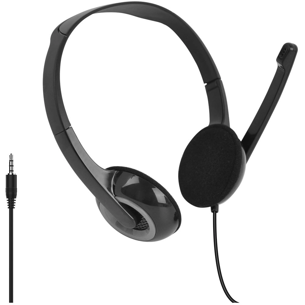 Headset P3 3.5mm Preto Controle de Volume Microfone c/ Redução de Ruído Multilaser - PH367 PH367