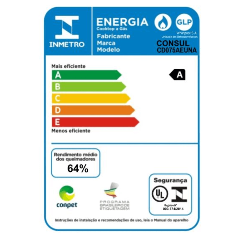 Cooktop 5 bocas Consul com controle fácil e acendimento automático - CD075AE BIVOLT