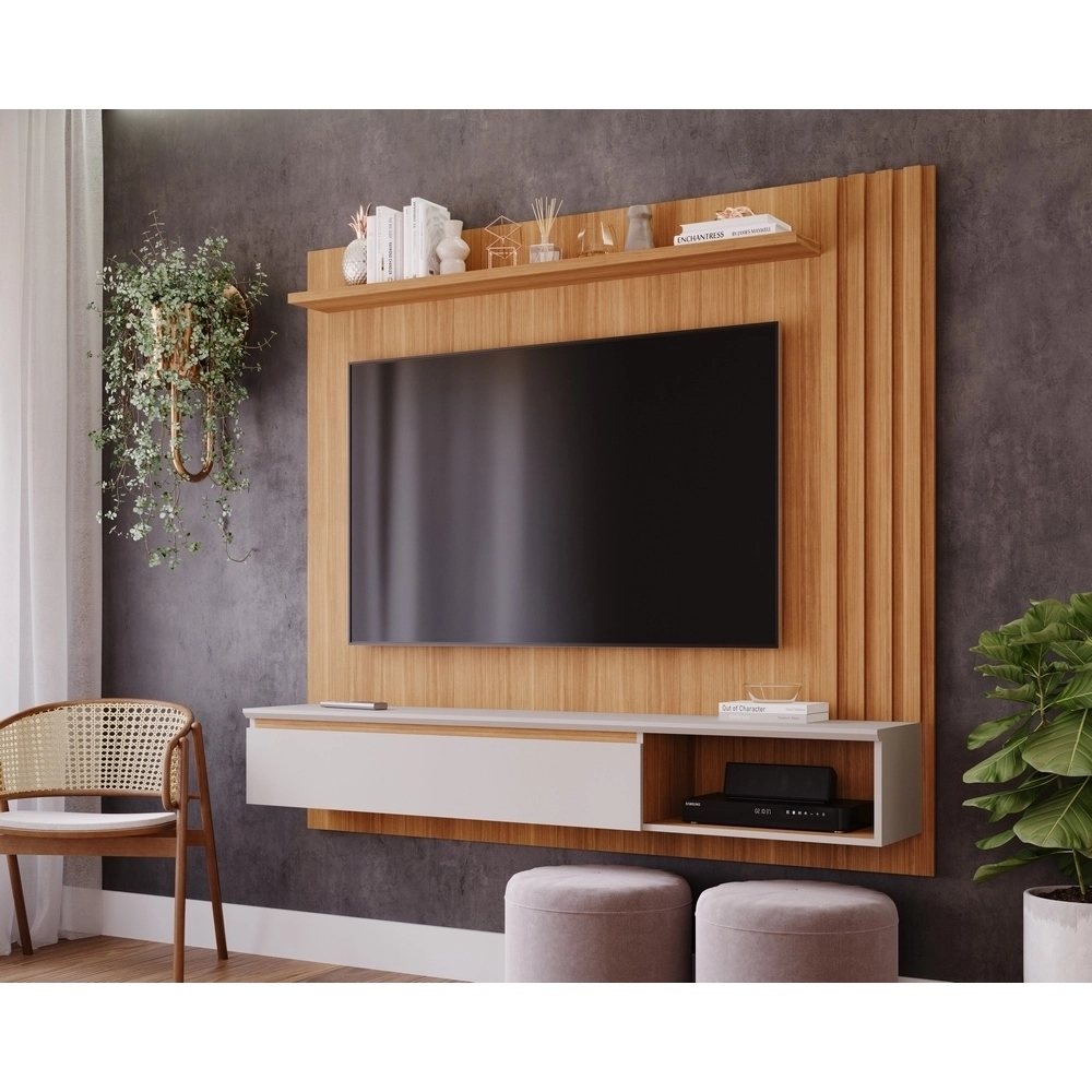 Painel 1.62M Para Tv Até 60 Panama Plus Nature/Offwhite MDF A157XL162XP35 Permobili