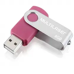 Pen Drive Multilaser Twist 8GB USB Leitura 10MB/s e Gravação 3MB/s Rosa - PD687 PD687