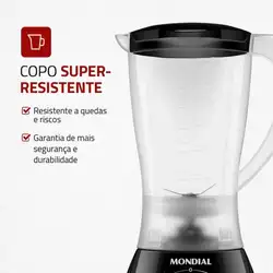 Liquidificador Mondial Easy Power L-550 BI 550W 2 Velocidades e Pulsar Copo 2.2L Preto 220V