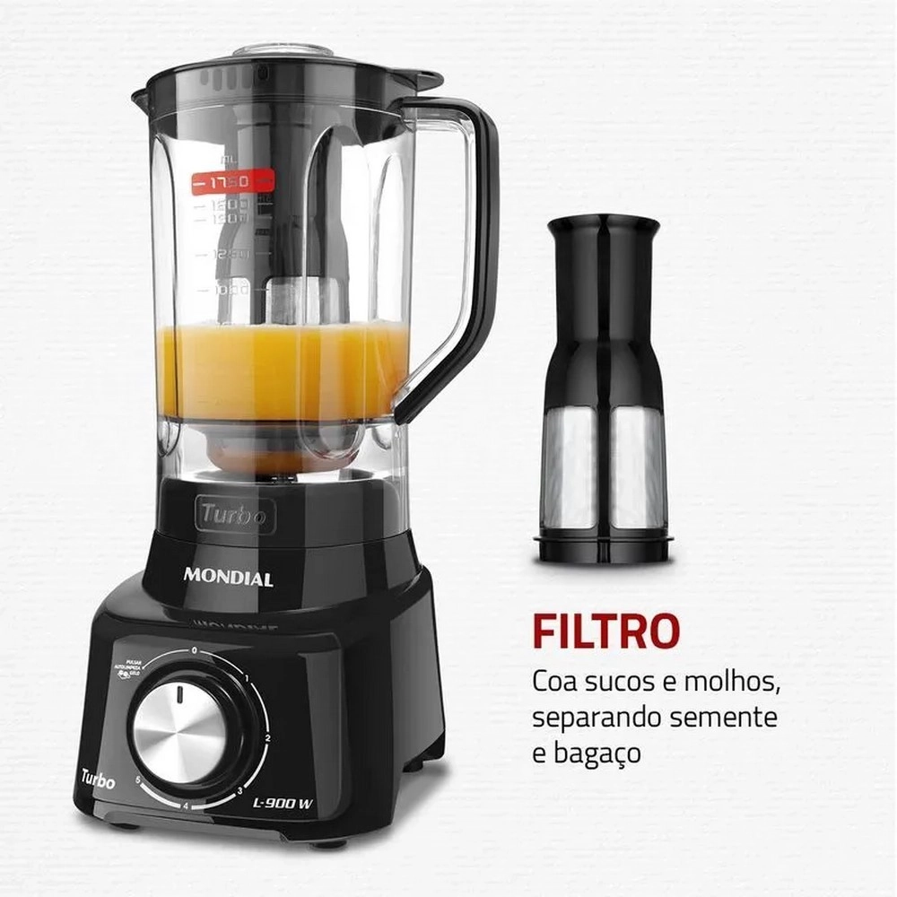 Liquidificador Mondial L-900 FB 5 Velocidades 900W Preto 220V