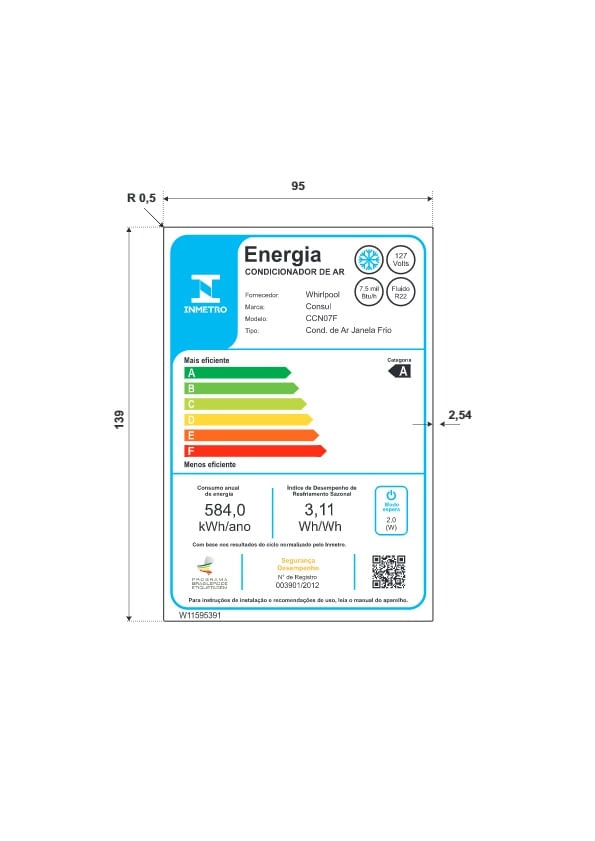 Ar condicionado janela 7500 BTUs Consul frio eletrônico com design moderno - CCN07FB 220V