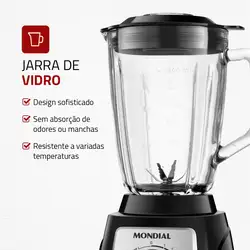 Liquidificador Mondial Turbo Glass L-1400-GI LIQUIDIFICADOR L-1400-GI 220V/60Hz