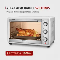 Forno Elétrico 52L Grand Family II Mondial Branco/Inox - FR-52-W FORNO ELETRICO FR-52-W 220V/60Hz