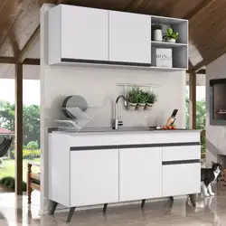 Armário de Cozinha Compacta Veneza Multimóveis MP2142.964 Branco/Preto