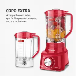 Liquidificador Mondial Turbo 900W L-900 FR-2C LIQUIDIFICADOR 2 COPOS-220V-VERMELHO