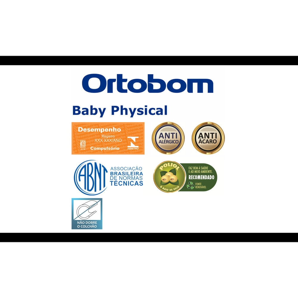 Colchão Baby Physical (70x130x10) - Espuma D18, Antialérgico e Antiácaro Ortobom