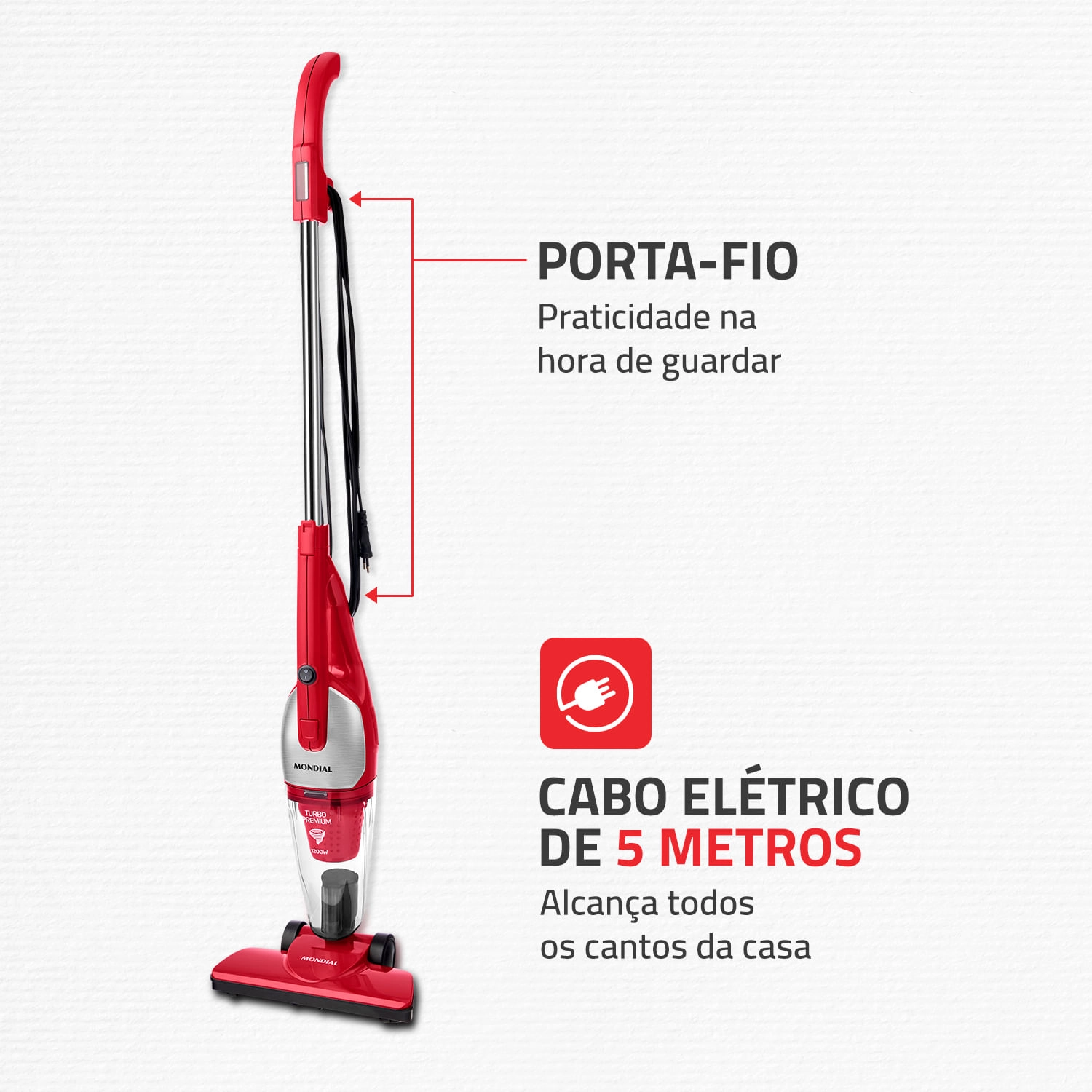 Aspirador de Pó Mondial Turbo Premium AP-30 ASPIRADOR PO-220V-VERMELHO