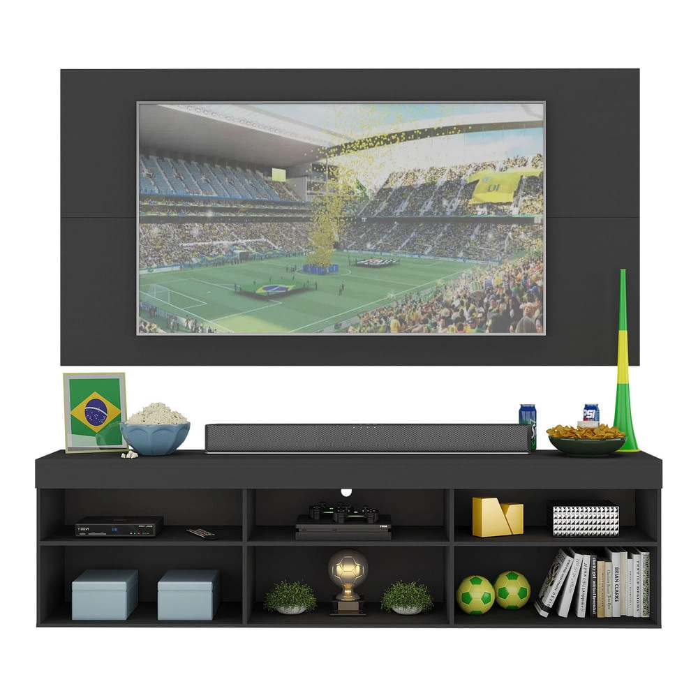 Rack com Painel TV 65" Holanda Multimóveis BR3059 Preto