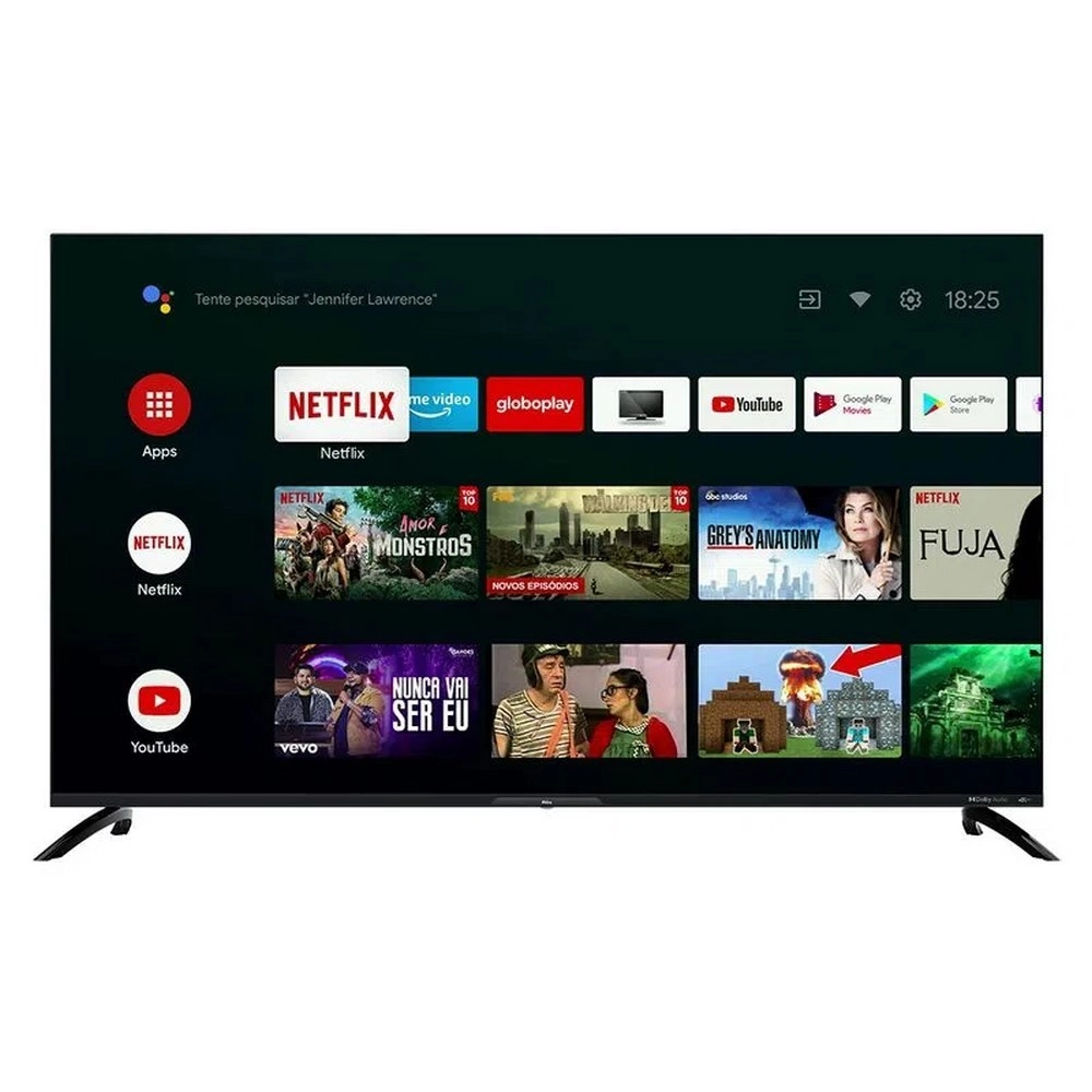 TV LED Smart 55" Philco PTV55G7EAGCPBL UHD 4k Wi-Fi Bluetooth 4 HDMI, 2 USB, Preto Bivolt