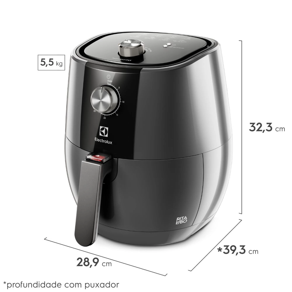 AirFryer Electrolux Grand 4L Cinza Efficient por Rita Lobo (EAF30) 220V