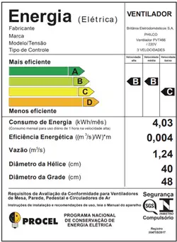 Ventilador de coluna Philco 40cm PVT466 Maxx Force Preto 220v