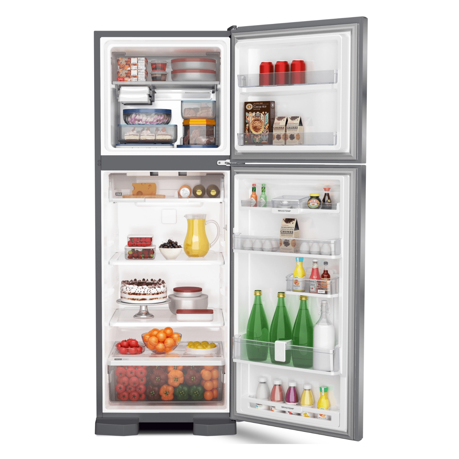 Geladeira Brastemp Frost Free Duplex 375 litros cor Inox com Espaço Adapt - BRM45JK 220V