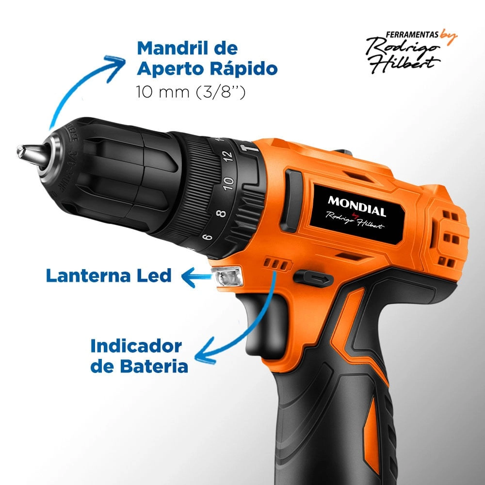 Parafusadeira e Furadeira com Impacto Mondial - PI-RH-01M PARAFUSADEIRA E FURADEIRA COM IMPACTO PI-RH-01M BIVOLT .