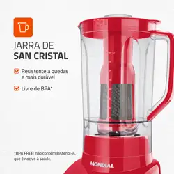 Liquidificador Turbo Mondial  Inox Red L-1000 RI LIQUIDIFICADOR-220V-VERMELHO/INOX