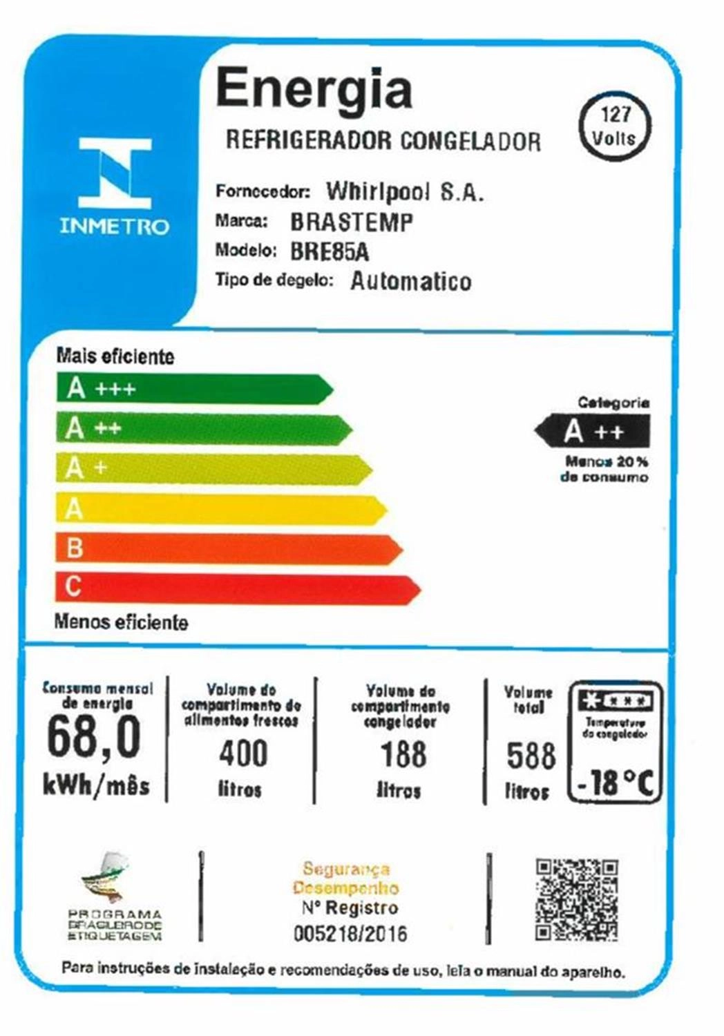 Geladeira Brastemp Frost Free Inverse 588 litros Branca com Smart Bar BRE85AB 220V