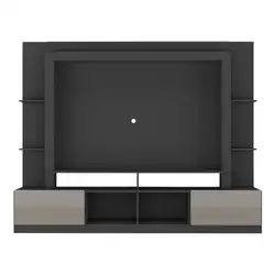 Rack Estante com Painel TV 65" e 2 portas Catar Multimóveis BR3395 Preto/Lacca Fumê