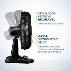 Ventilador de Mesa Mondial 40cm VTX-40-8P Preto/Prata 220v