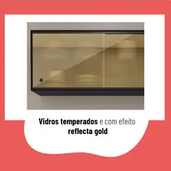 Cozinha Compacta Telasul Emília 4 Peças 2 Portas Vidro e Balcão Com Gaveta Telasul