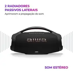 Caixa de Som Portátil Bluetooth AIWA BOOMBOX AWS-BBS-01B 200W com IP66 Preto Bivolt