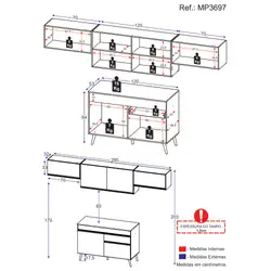 Armário de Cozinha Compacta 4 peças e Balcão MP3697 Veneza Multimóveis Branca