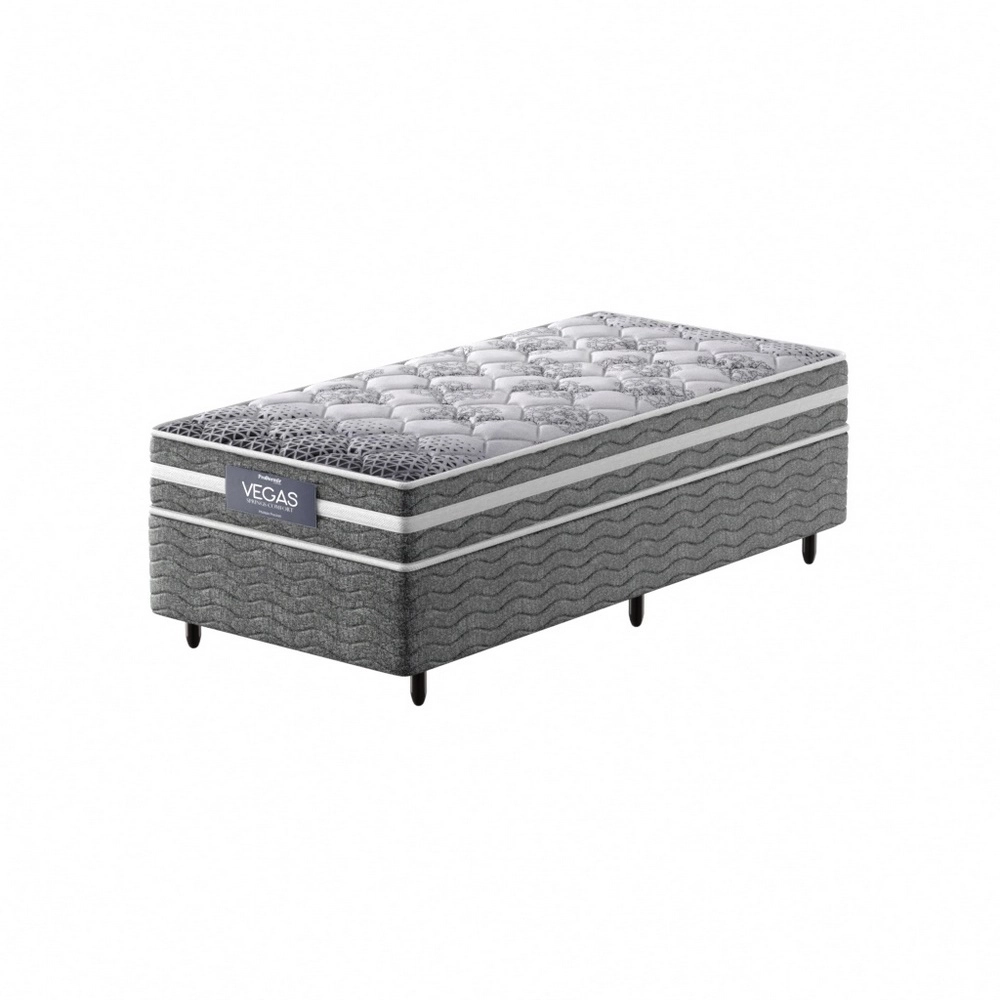 Conjunto Cama Box Solteirão Mola Ensacada Vegas D28 Pillow 88x188x62 110KG Probel