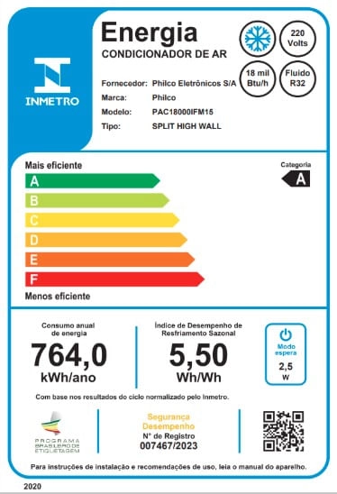 Ar Condicionado Split Hi Wall Philco Eco Inverter 18.000 Btus Frio 220V R-32