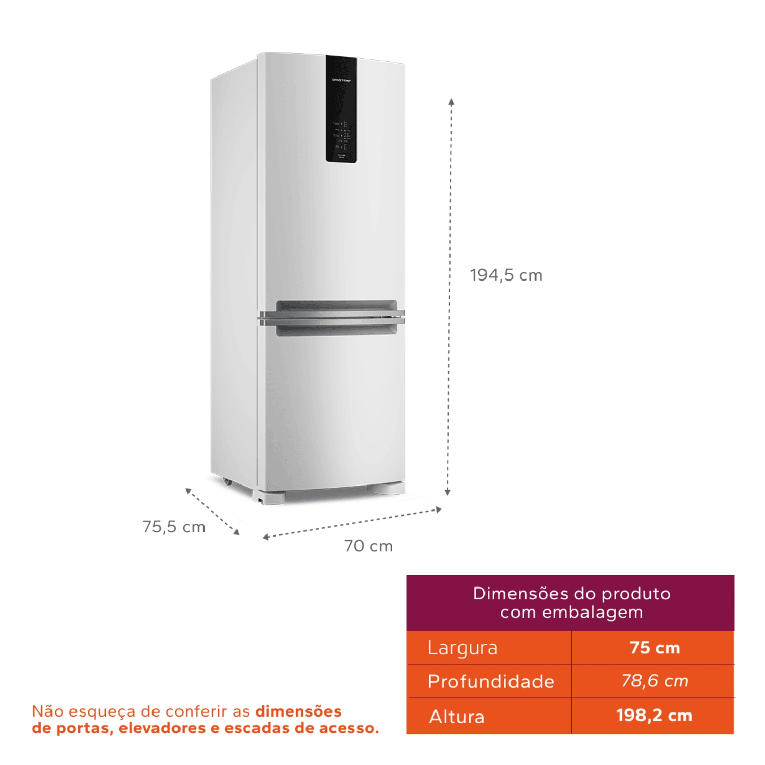 Geladeira Brastemp Frost Free Inverse A+++ 479 litros cor Branca com Super Capacidade e Smart Flow - BRE58FB 220v