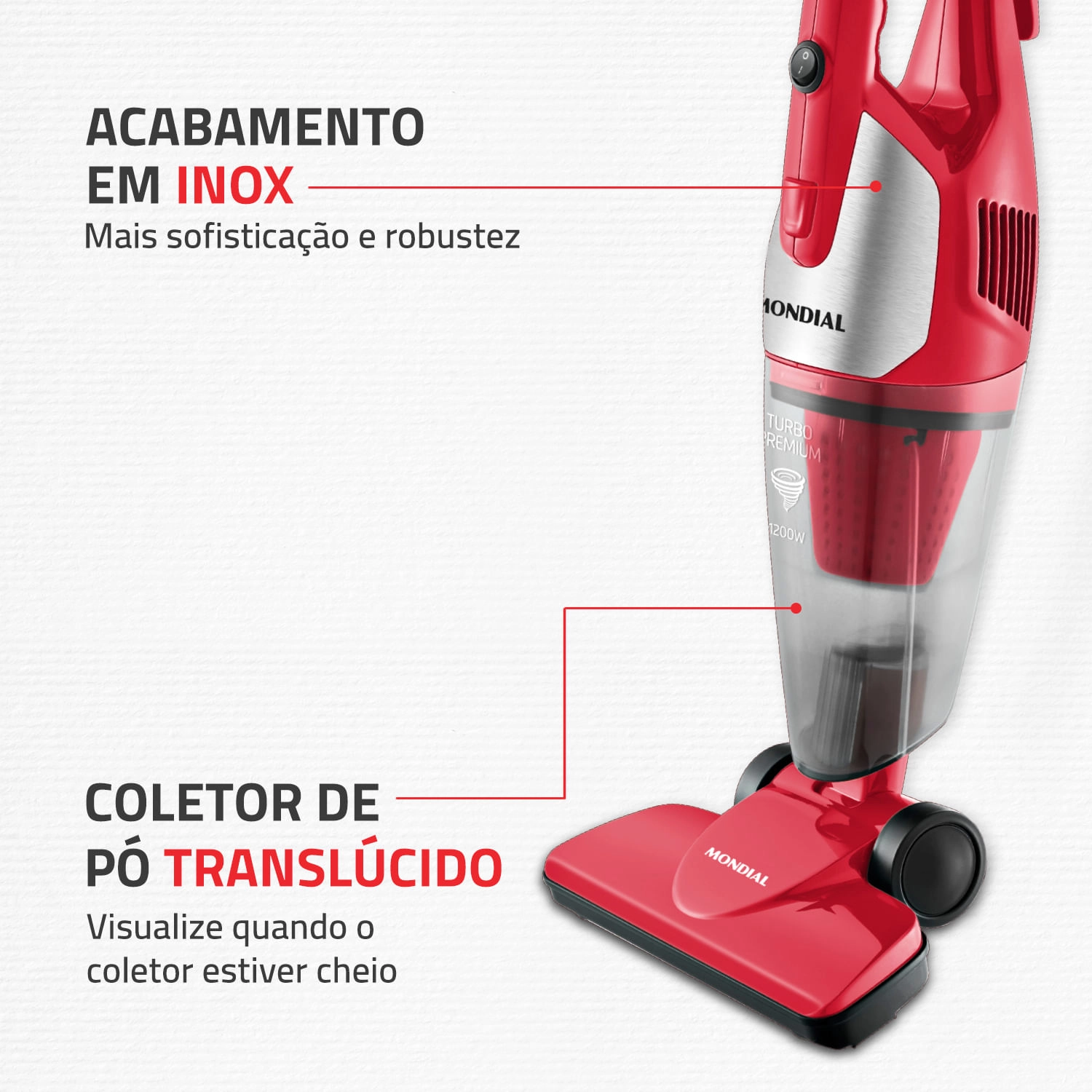 Aspirador de Pó Mondial Turbo Premium AP-30 ASPIRADOR PO-220V-VERMELHO