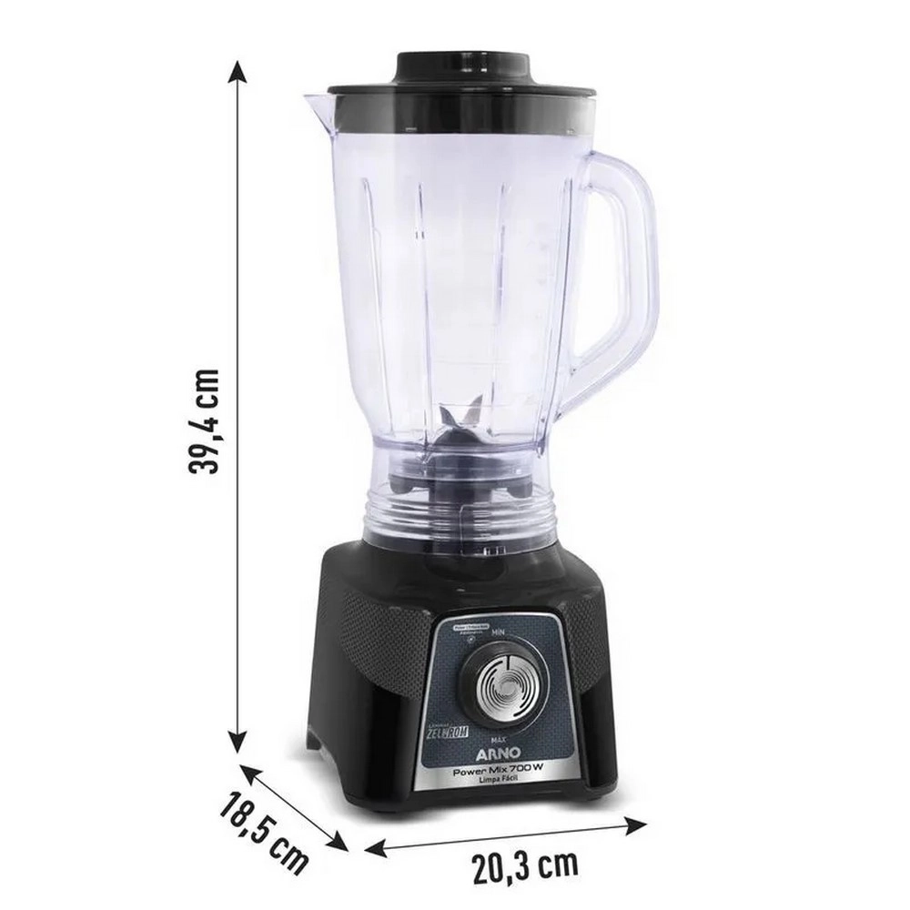 Liquidificador Arno LQ35 Power Mix Limpa Fácil LN296BB2 700W Comfort Control+Pulsar 1,4L Preto 220V