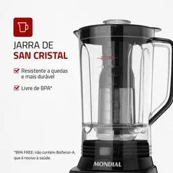 Liquidificador Mondial L-1100-BI 12 Velocidades 1.100W Preto/Inox 220V