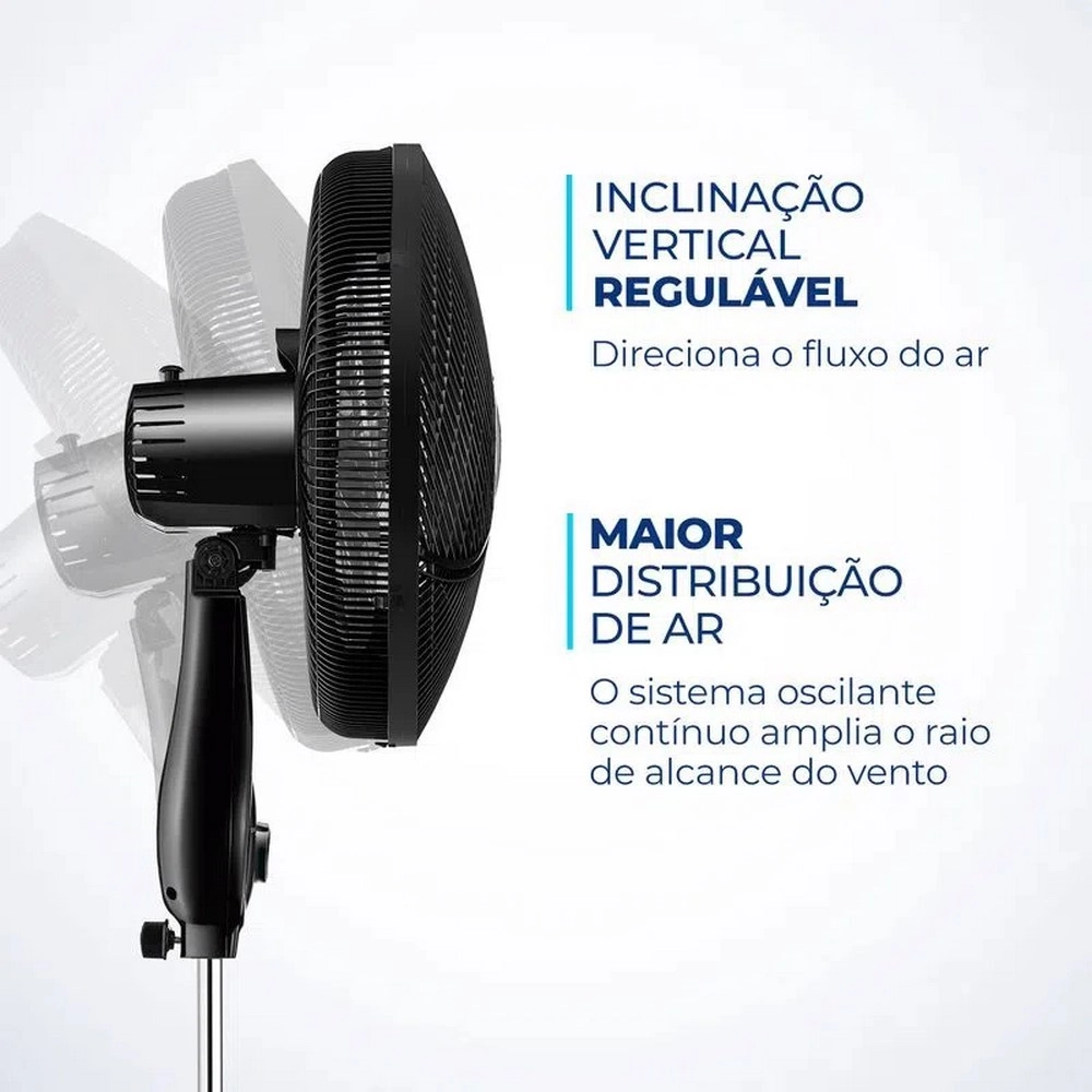 Ventilador de Coluna Mondial 40CM Super Power VSP-40C-NB 6 Pás Preto/Prata 220V