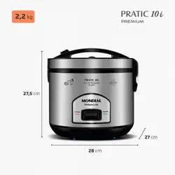 Panela Elétrica Mondial Pratic 10I PE-42-10X PANELA ELÉTRICA DE ARROZ-220V-PRETO/INOX