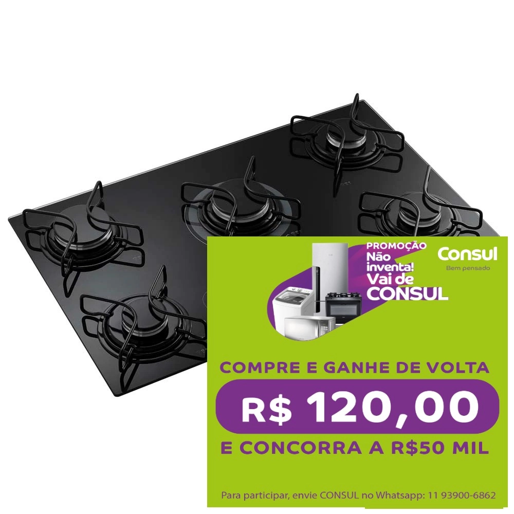 Cooktop 5 Bocas Consul CD075AE Facilite Preto Bivolt