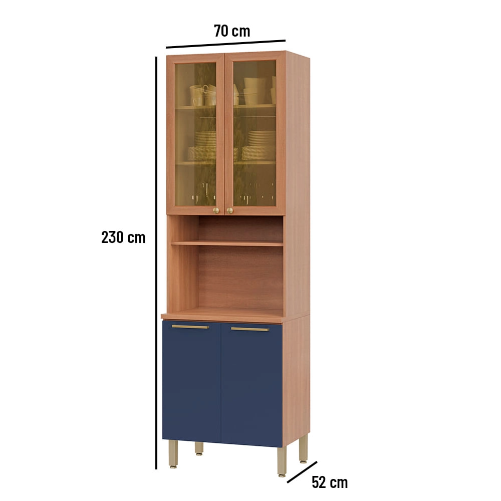 Paneleiro Sálvia 70cm para Micro 2 Portas Com Vidro Telasul