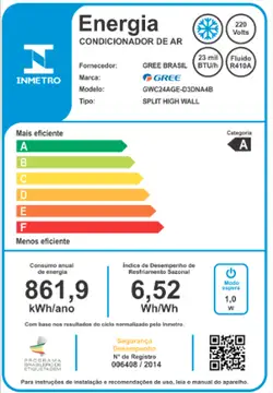 Ar Condicionado Split Hi Wall Gree G-top Connection Inverter 23.000 Btus Frio 220v