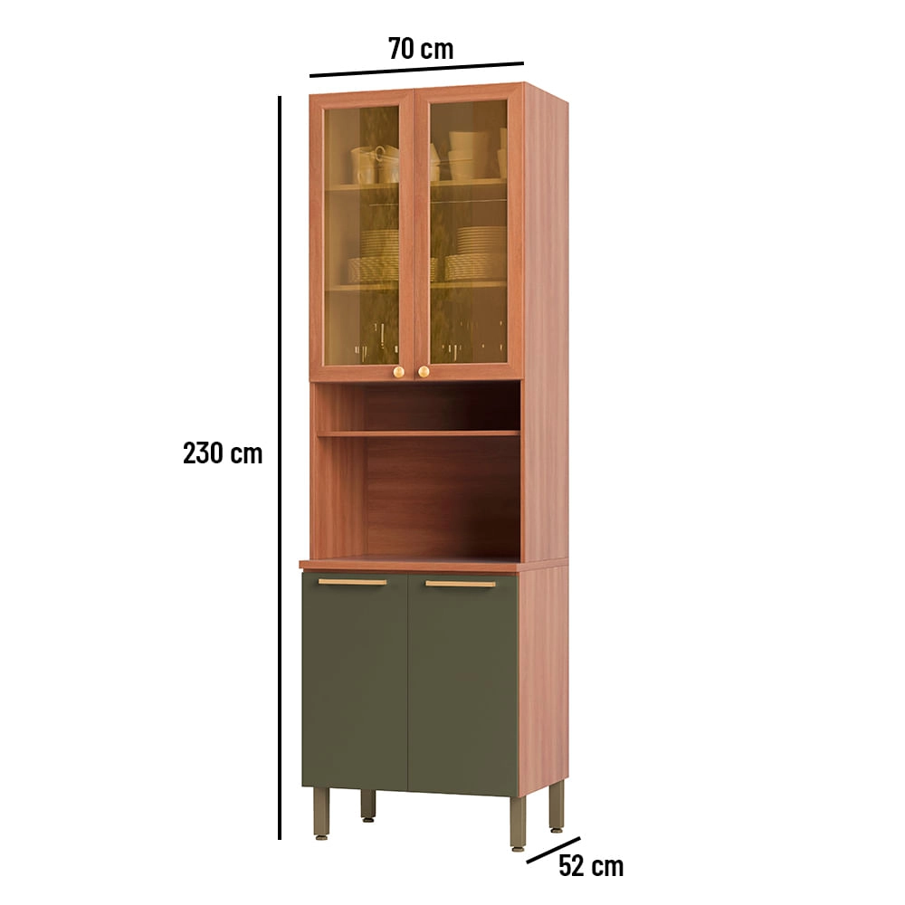 Paneleiro Sálvia 70cm para Micro 2 Portas Com Vidro Telasul