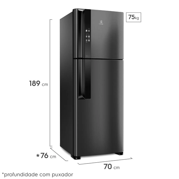 Geladeira Electrolux Top Freezer Frost Free  474LEfficient Black Inox Look com Autosense (IF56B) 220V