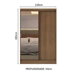 Guarda-Roupa 2 Portas de Correr com Espelho Rustic Max Madesa Cor:Rustic