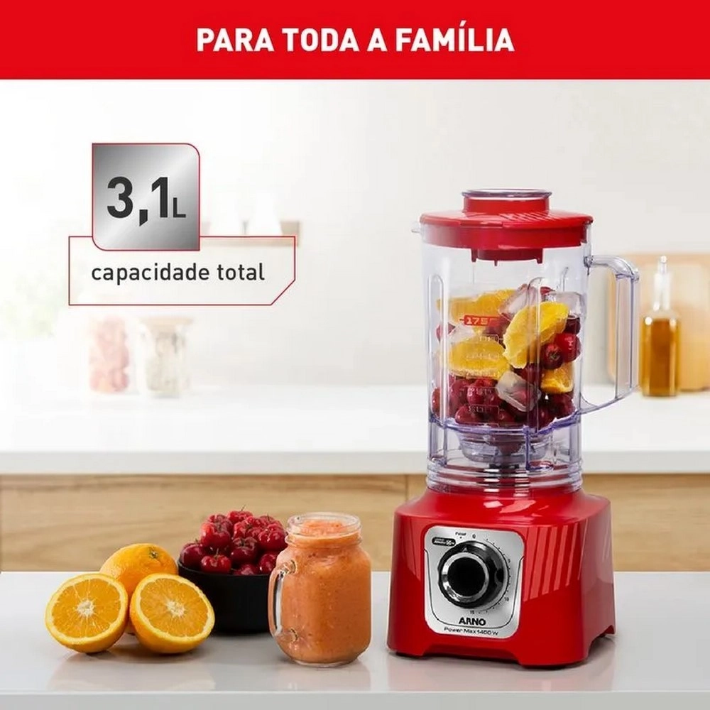 Liquidificador Arno LN63 LN5575B2 Power Max 15 Velocidades 1400W Vermelho 220V