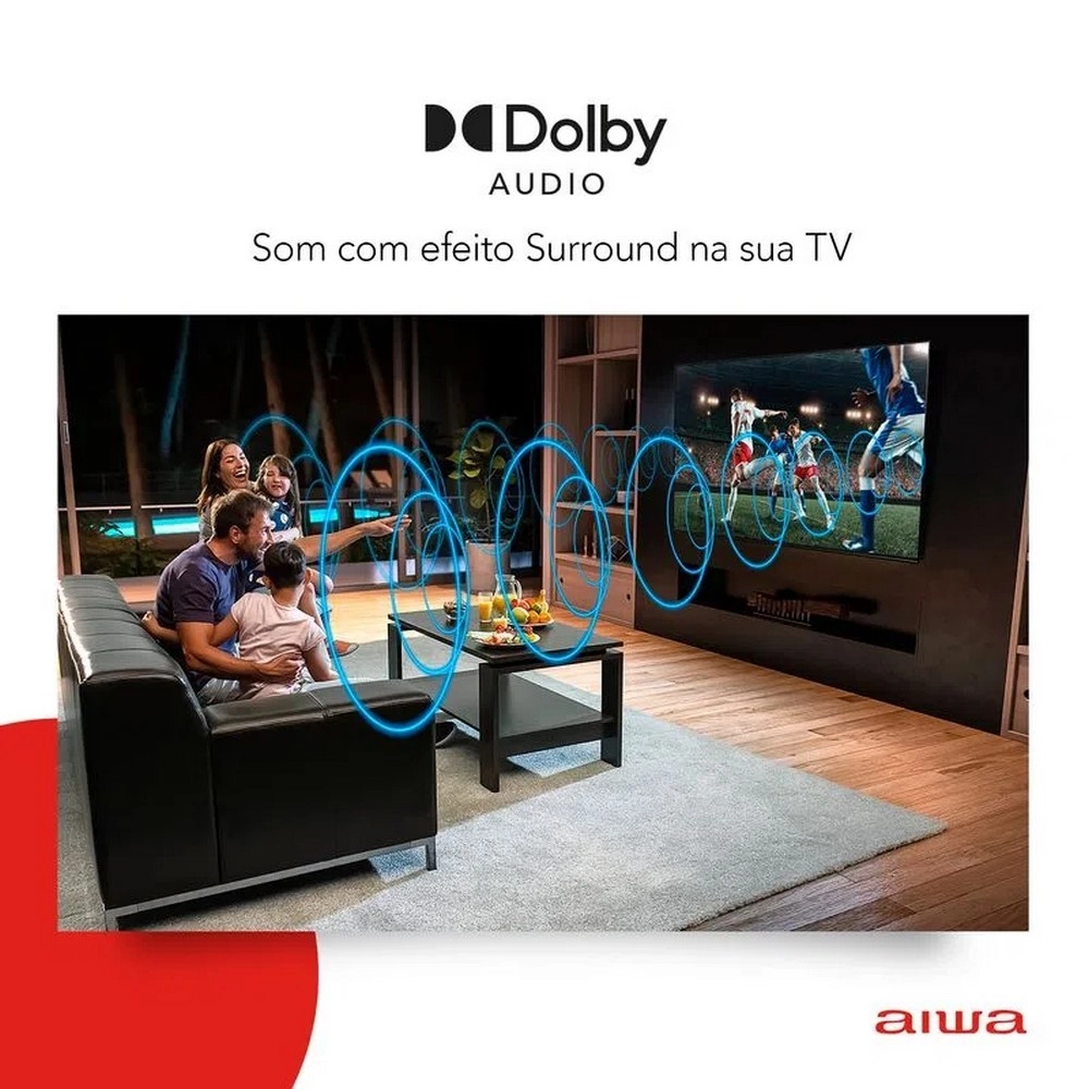 TV LED Smart 50" Aiwa 4K Ultra HD AWSTV50BL02A Adroid TV Borda Ultrafina Preto Bivolt