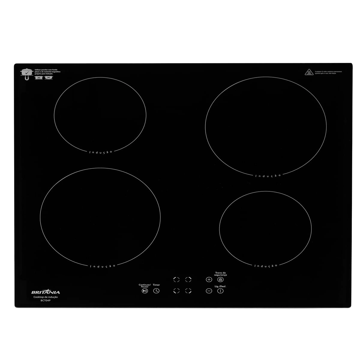 Cooktop de Indução Britânia 4 Queimadores Painel Touch BCT04P 220V