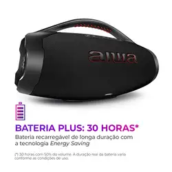 Caixa de Som Boombox Plus AIWA BBS-01B 200W BT 30H IP66 USB