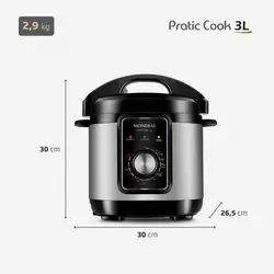 Panela de Pressão Elétrica Mondial Pratic Cook 3L Premium I PE-47-3L-I PANELA ELÉTRICA DE PRESSÃO-220V-PRETO/INOX