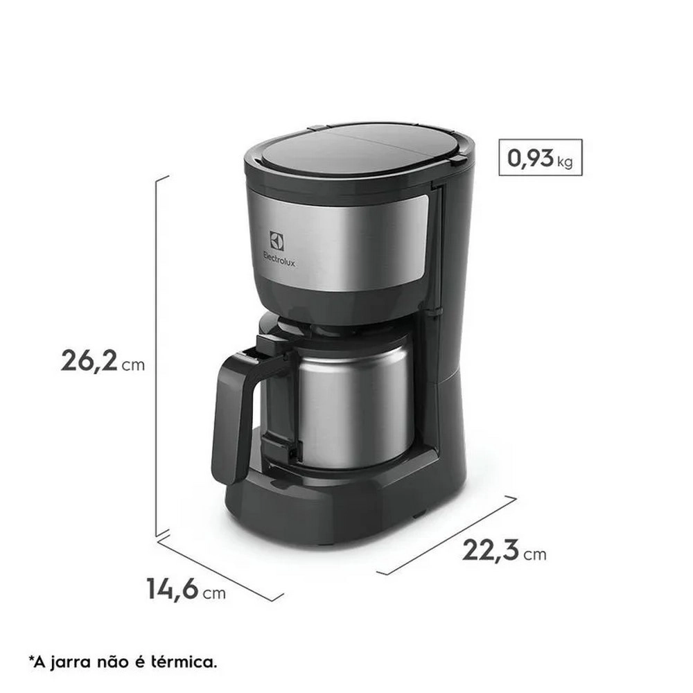 Cafeteira Elétrica Electrolux Efficient ECM12 15 Xícaras Jarra Inox Preto/Inox 220V