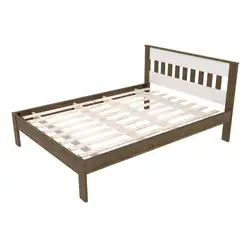 Cama de Casal para Colchão 138 x 188 cm Multimóveis CR35011 Nogal/Branca