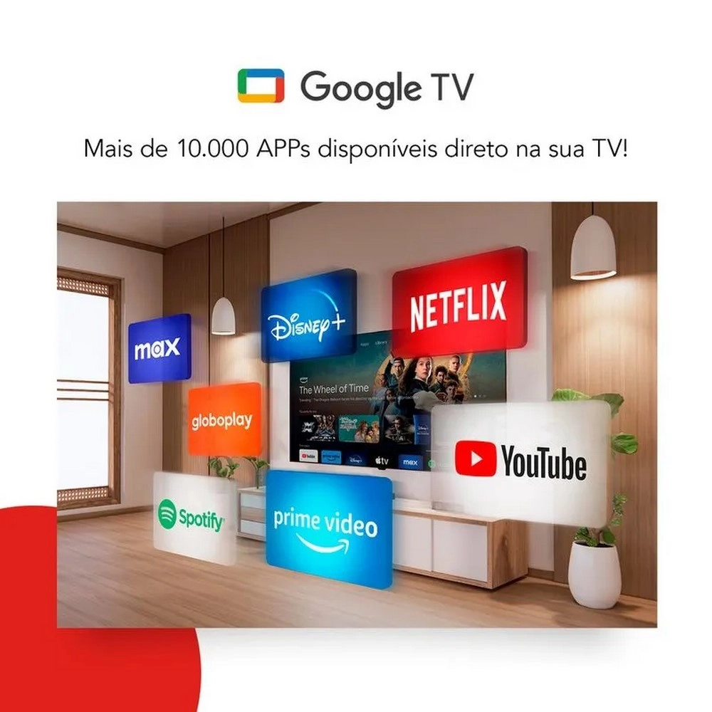 TV LED Smart 65" Aiwa 4K Ultra HD AWSTV65BL01G Google TV Borda Ultrafina 4 HDMI 2 USB Preto Bivolt